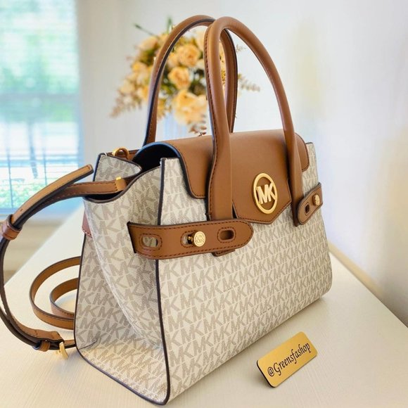 Michael Kors Purse Carmen Medium Flap Satchel shoulder bag vanilla - Picture 6 of 11